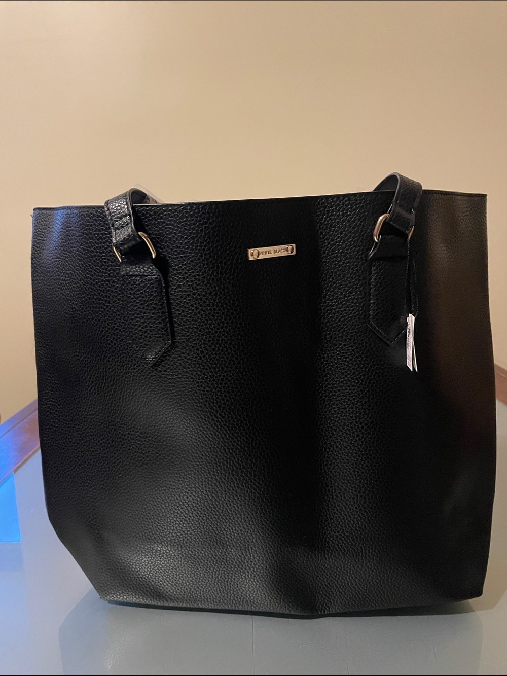 NWT | WHBM Black Faux-Leather Tote Bag